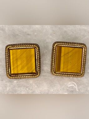 Vintage Tiger Eye Gold Tone Cufflinks (Pair) (1948-55)